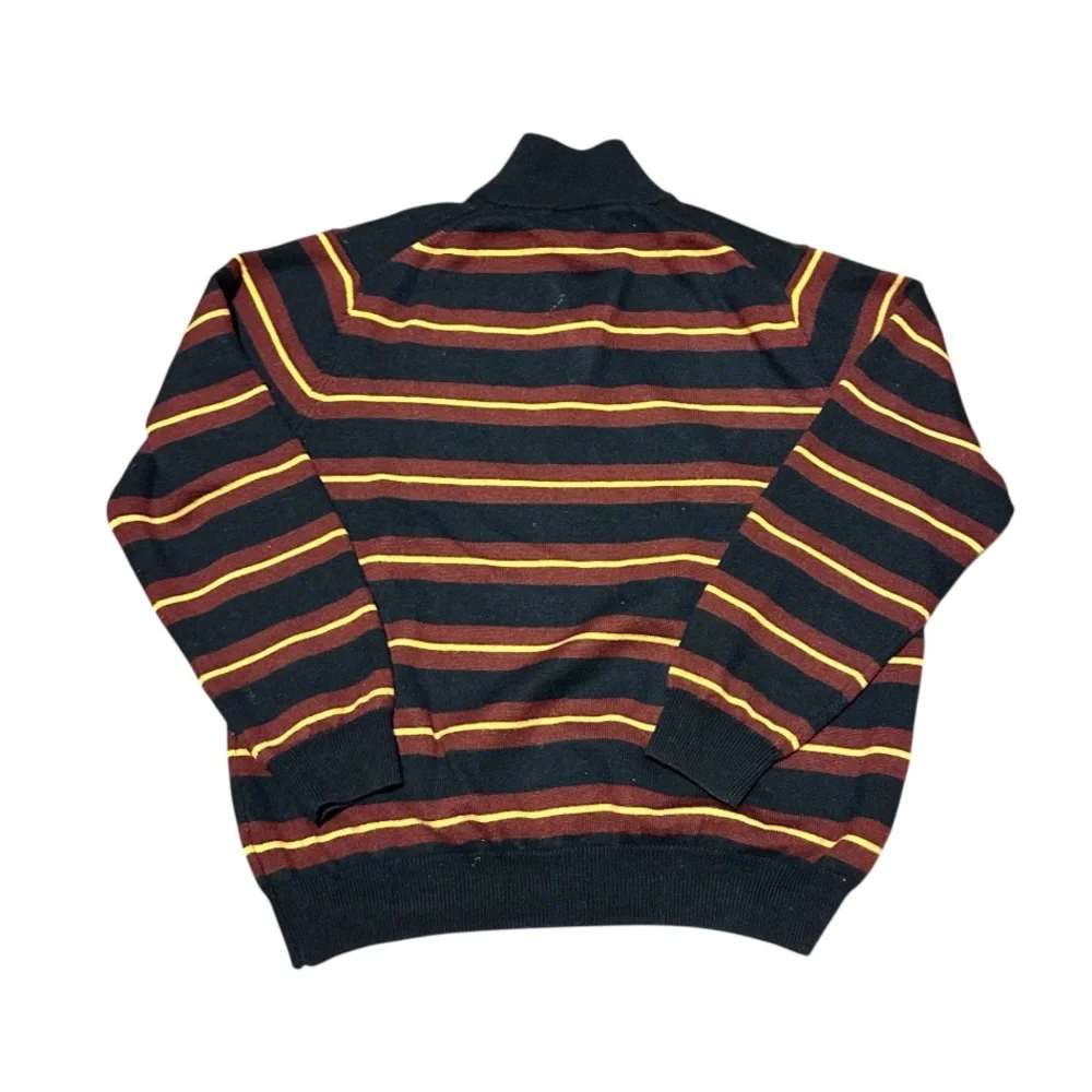 Brooks Brothers Men’s VINTAGE 1/4 Zip Stripe Sweater Merino Wool XXL